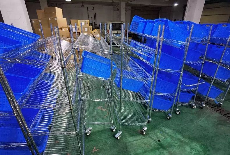 仓库拣货车电商打包配货车车间物料置物架捡货分拣手推车快递物流周转