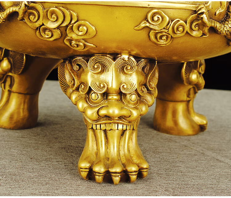 铜香炉家用纯铜九龙特大号寺庙祠堂寺院鼎炉双龙戏珠鼎炉供奉佛堂 16