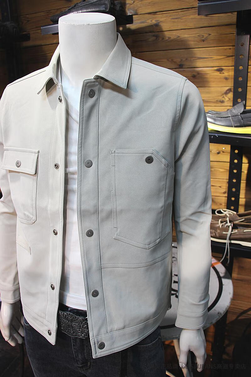 swjeans【国际品牌】男装联名秋装磨砂皮男皮衣修身翻领青年皮夹克