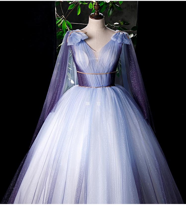 艺考礼服声乐女晚紫色超仙星空长裙年会主持人演出服蓬蓬裙独唱紫色