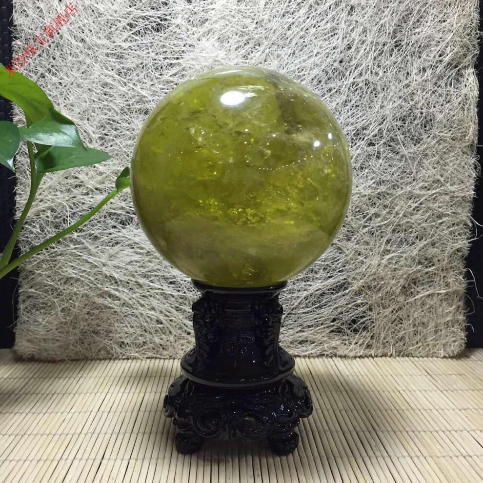 黄水晶球摆件原石转运转运家居办公室礼品风水球财富石球直径17厘米