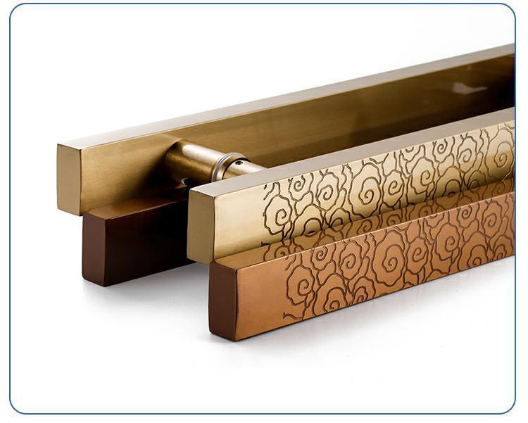 净兰馨中式大门拉手古铜色玻璃门把手不锈钢祥云拉手大门把手黑色大