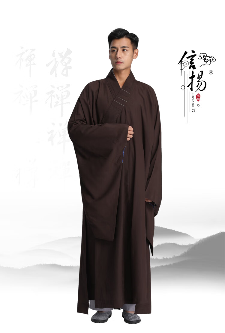 信扬四季款麻纱海青居士服佛教僧衣僧服出和尚衣20222022黑色精品款35