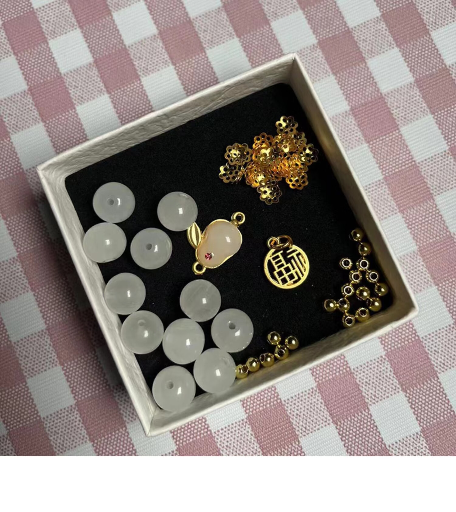 生日礼物兔子福牌手链男女朋友手工礼品国风diy串珠玉兔手链情侣闺蜜