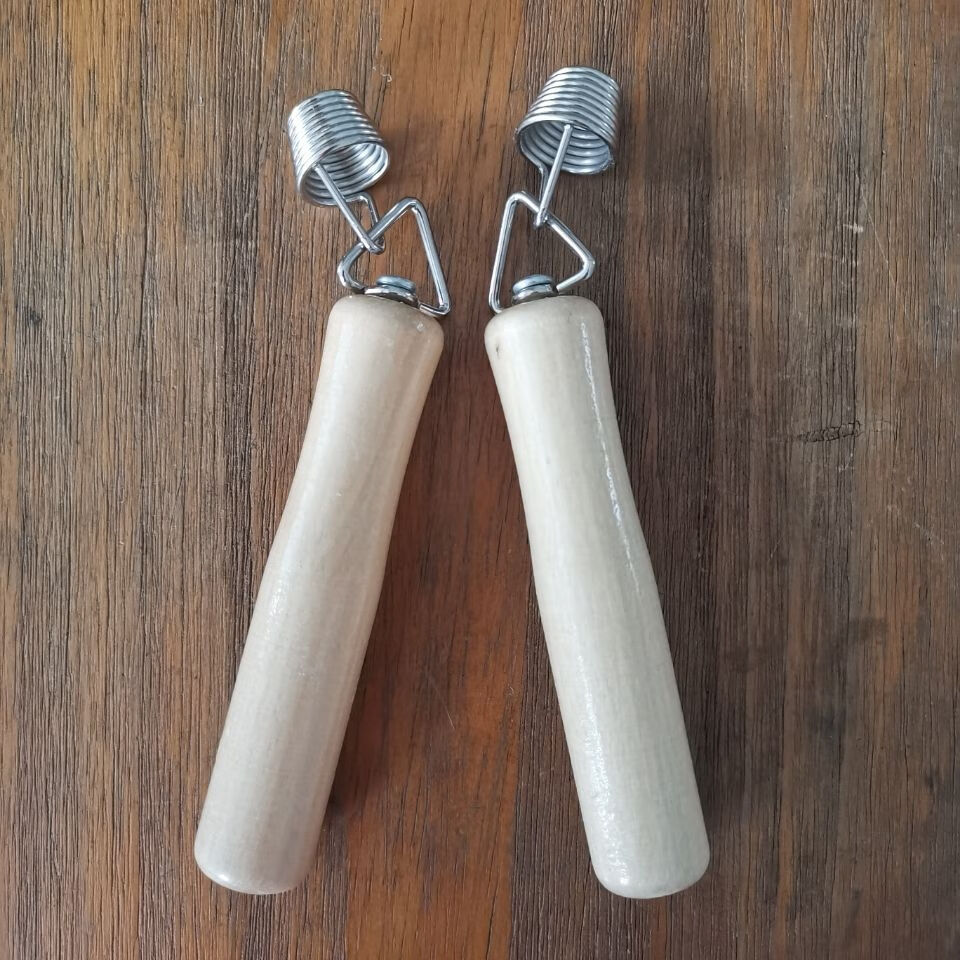 跳绳手柄跳绳把手把木制手柄成套带弹簧转花 两个【图片 价格 品牌