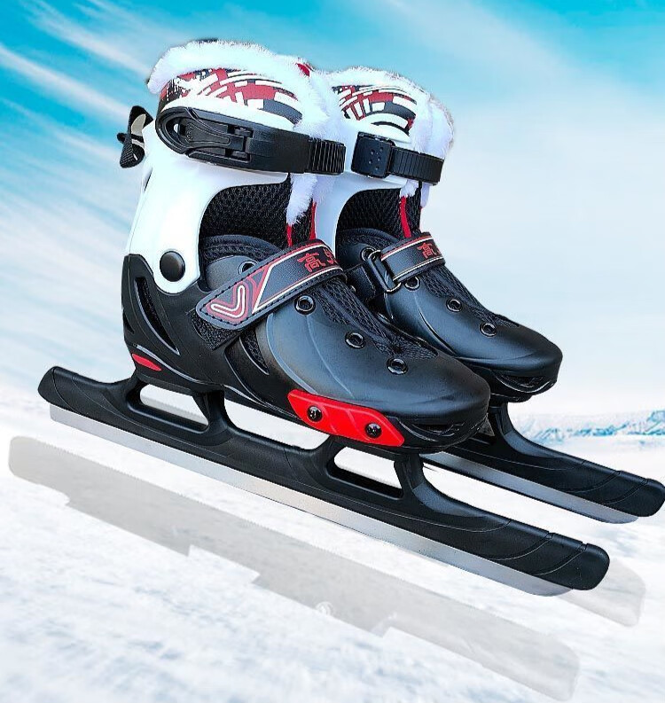 冰刀鞋儿童学生初学者速滑花样球刀女滑冰溜冰加厚保暖男速滑蓝色可调