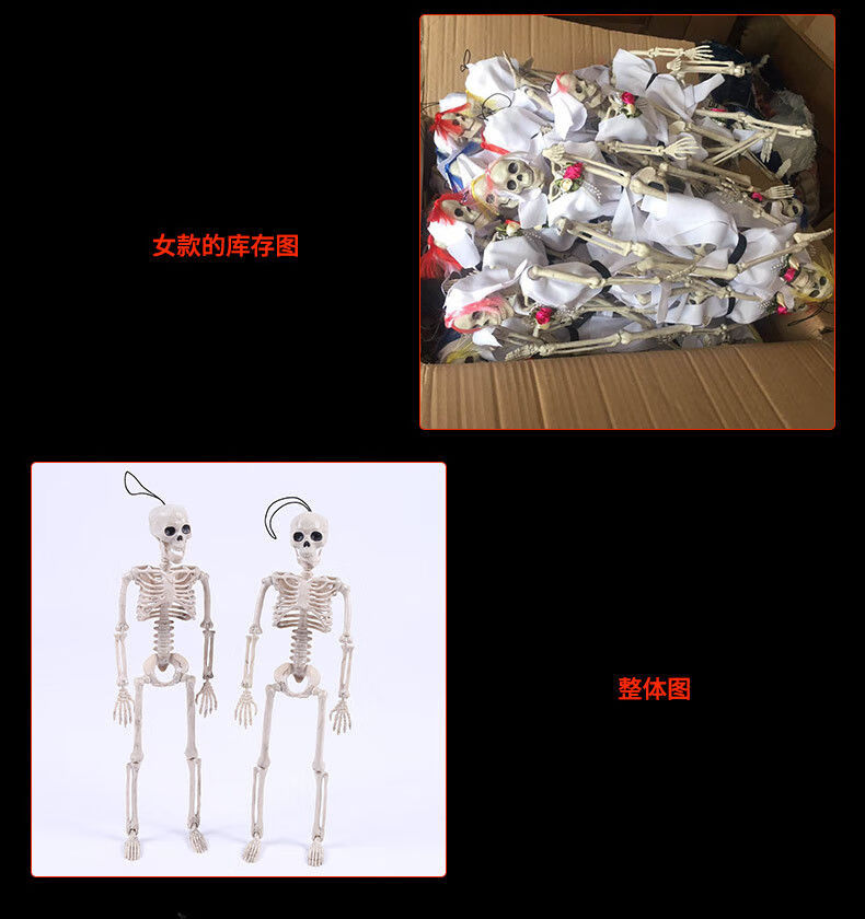 现货直发髅骨架模型万圣节装饰仿真人骨头尸体密室逃脱道具鬼屋恐怖