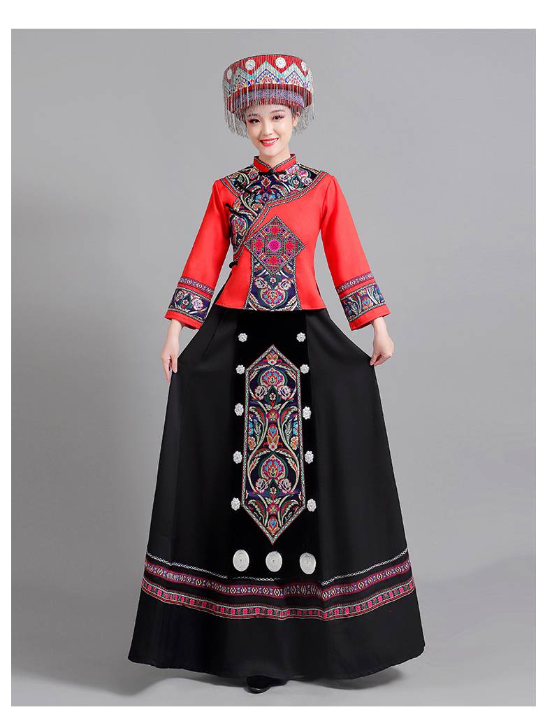 苗族服装女长裙 56个少数民族服装苗族演出服女彝族土家族畲族舞蹈