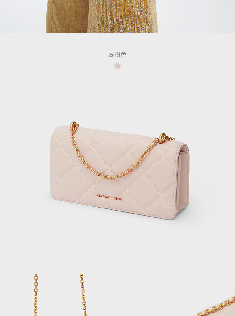 ck2022新款女包小香女6-10680924钱包链条菱格包 coral珊瑚色【图片