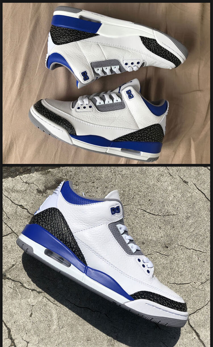 aj3中帮篮球鞋 赛车蓝藤原浩火焰红北卡蓝樱花粉米白灰男女运动鞋 aj3