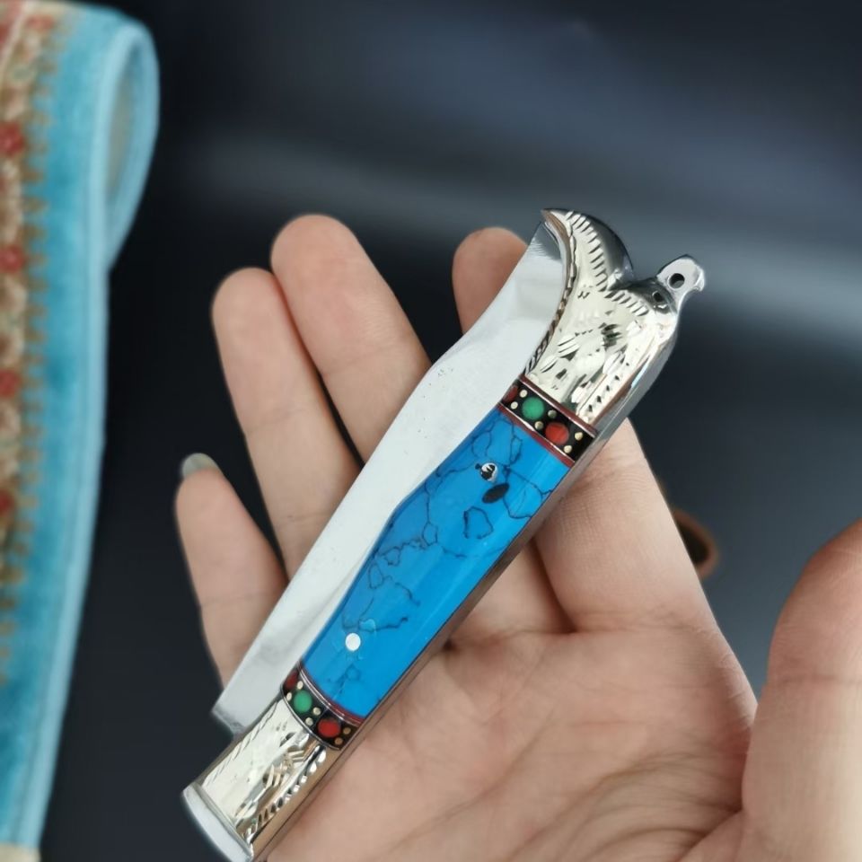 万代英吉沙手工小刀 英吉手工沙折叠水果小刀轴承钢吃肉刀方便携带