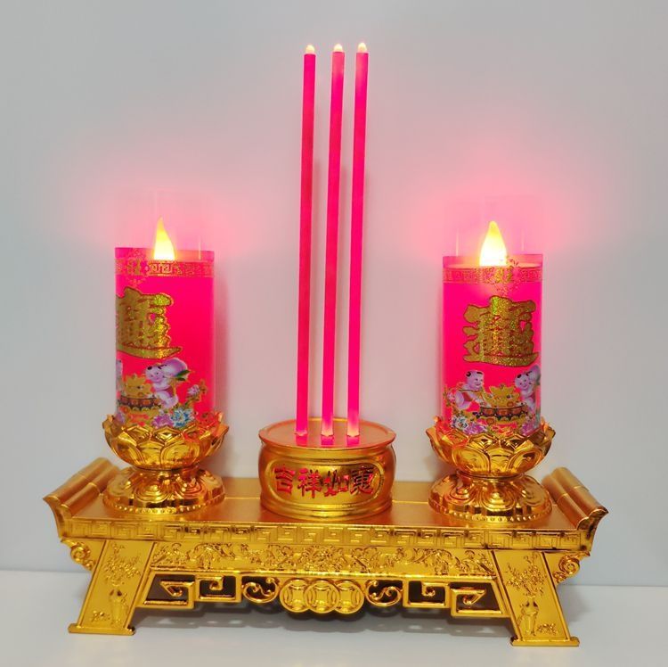 适用于yingpan电子香烛led双龙烛台电香炉电子蜡烛灯供佛香炉神蜡烛灯