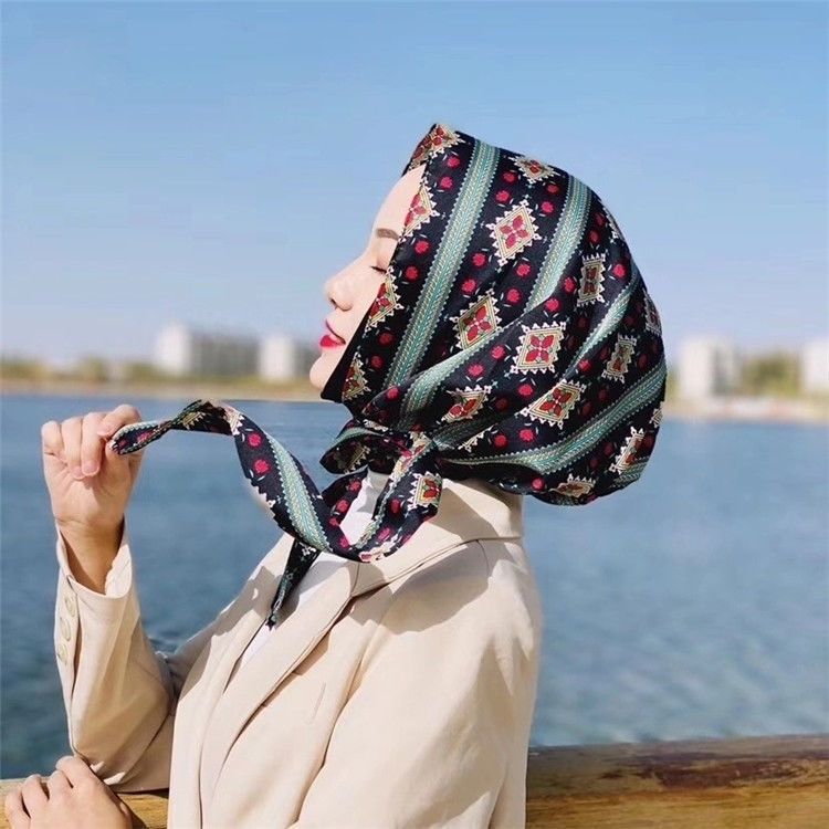 多用包头巾巾时尚盖头春夏新款百搭优雅头巾帽包头帽网红豹纹黑巾