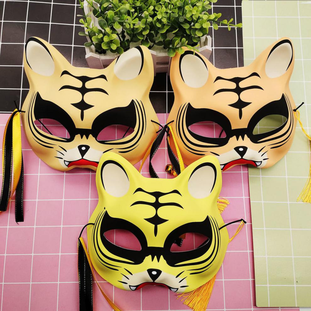 2022虎年吉祥物新款老虎游戏面具男孩cos舞会面罩暴发虎虎生威狐狸学