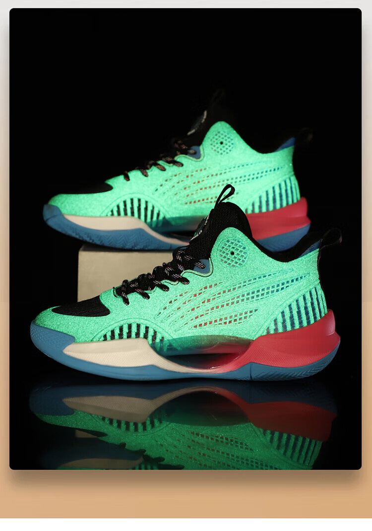 夜光实战篮球鞋儿童学生beng闪击9男鞋超轻2代联名运动球鞋女qb 米白