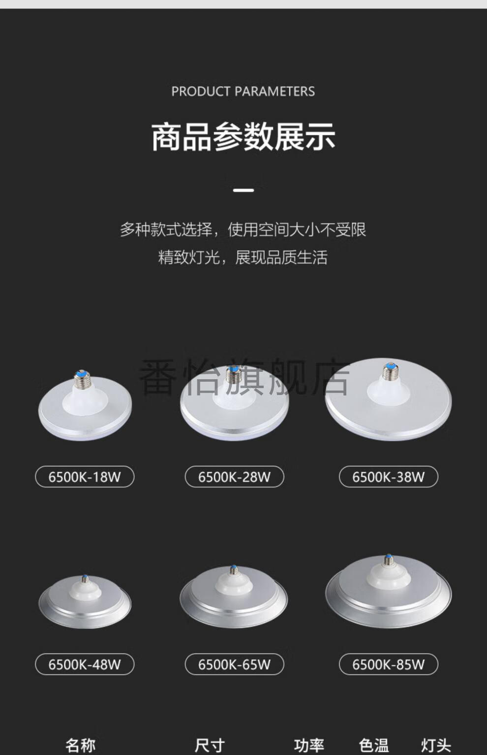 视贝led灯泡视贝led灯泡飞碟灯大功率亮e27螺口节能灯家用家用白光18w