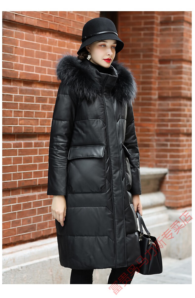 65富贵鸟旗舰官方店69绵羊皮羽绒服女中长款外套2021新款海宁真皮