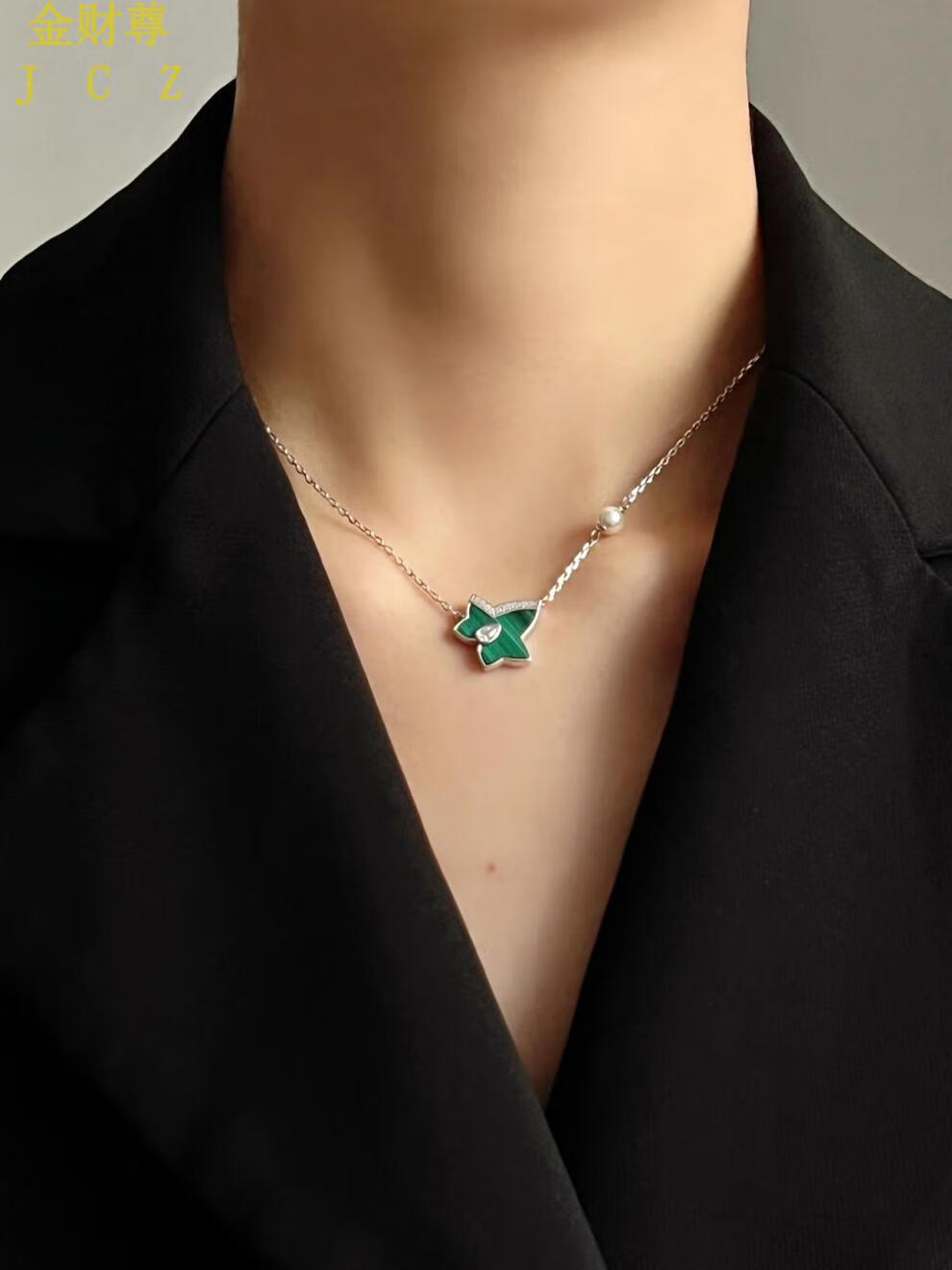 金财尊 常青藤项链 rose 常青藤贝珠项链孔雀石新品轻奢小众锁骨链