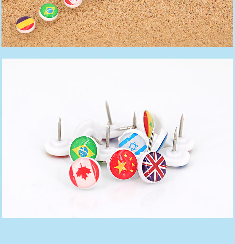 eududi彩色工字钉软木板图钉按钉大头钉子彩色照片墙软木钉文件展示