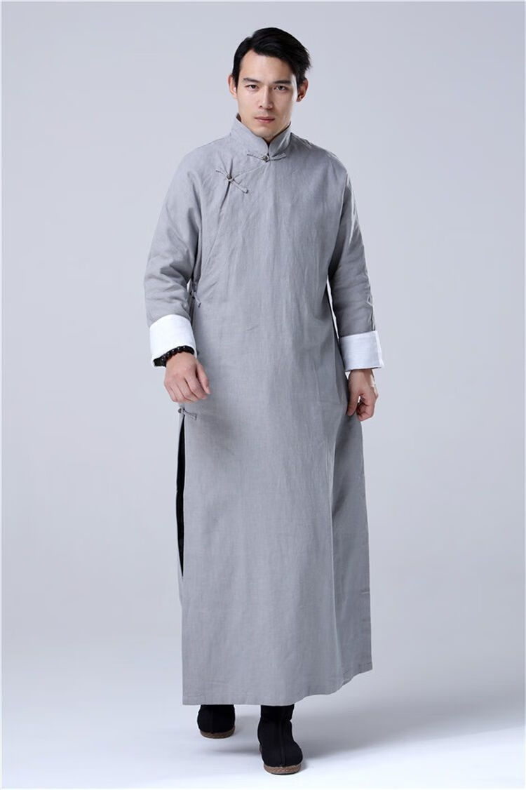 意型爸爸50-60岁休闲夏款男士长裤唐装中式长衫长袍唐装男亚风长衫