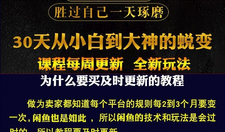 8，閑魚教程開店技巧鹹魚新手玩家運營推廣營銷引流賣貨無貨源創業培訓眡頻課程