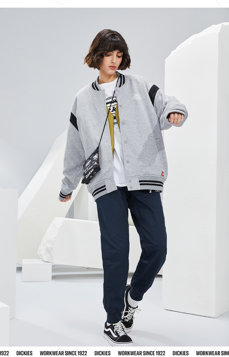 dickies2022春夏新款夹克男圆领宽松棒球衫潮流休闲外套dk010339黑色m