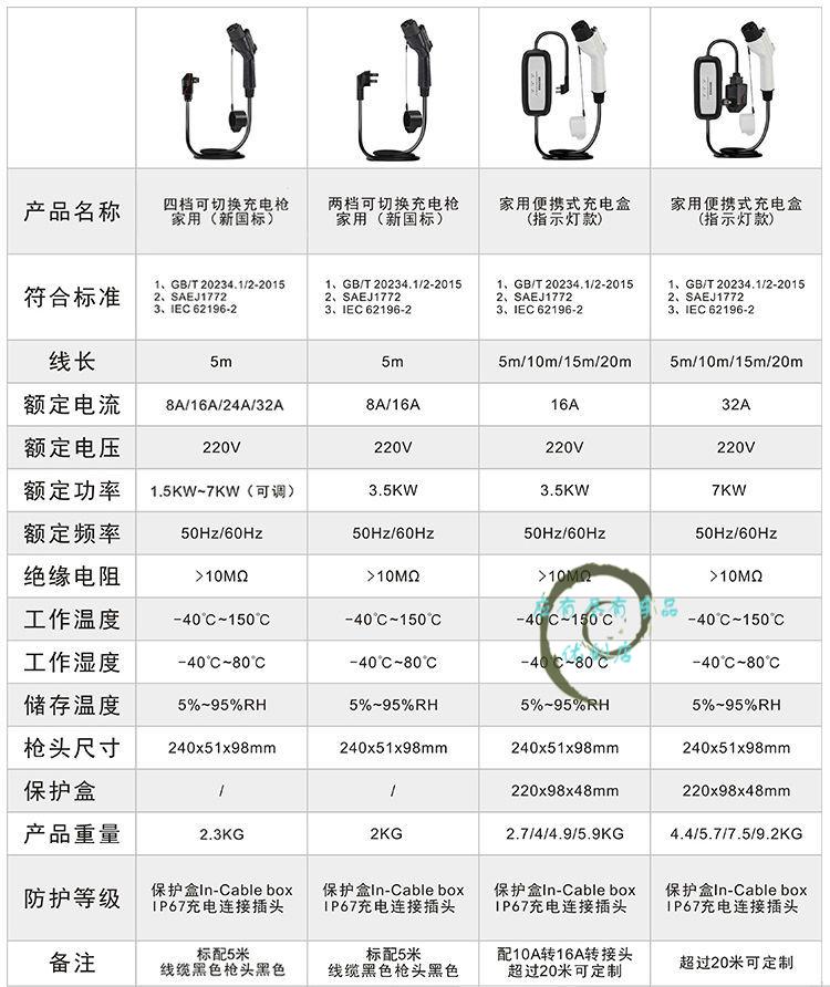 ev新能源电动汽车充电桩枪便携式快充蔚来007es6es8家用交流16a二合一