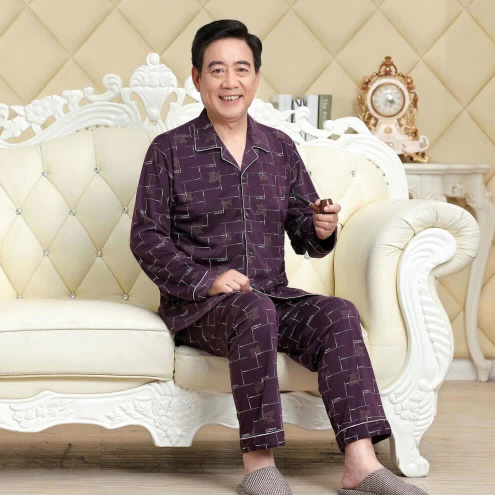 中老年春秋睡衣男高品质大码睡衣男士50岁中老年爸爸春秋老人爷爷父亲