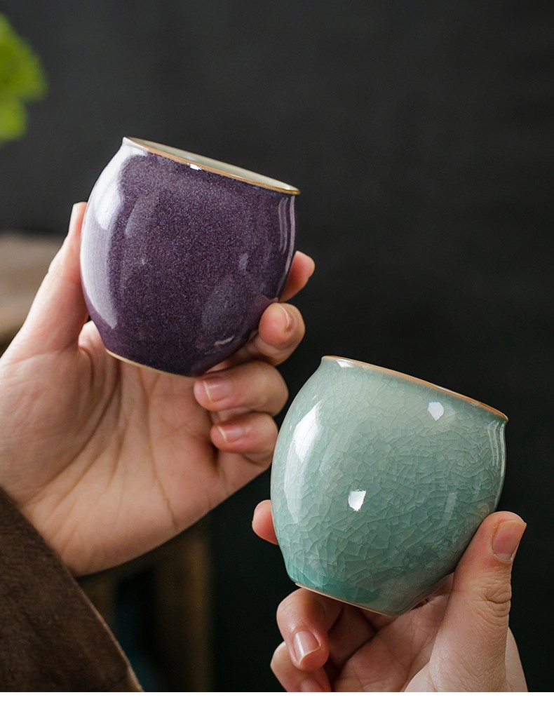容山堂固德钧瓷茶杯汝窑主人杯开片可养品茗杯套装陶瓷对杯礼盒装