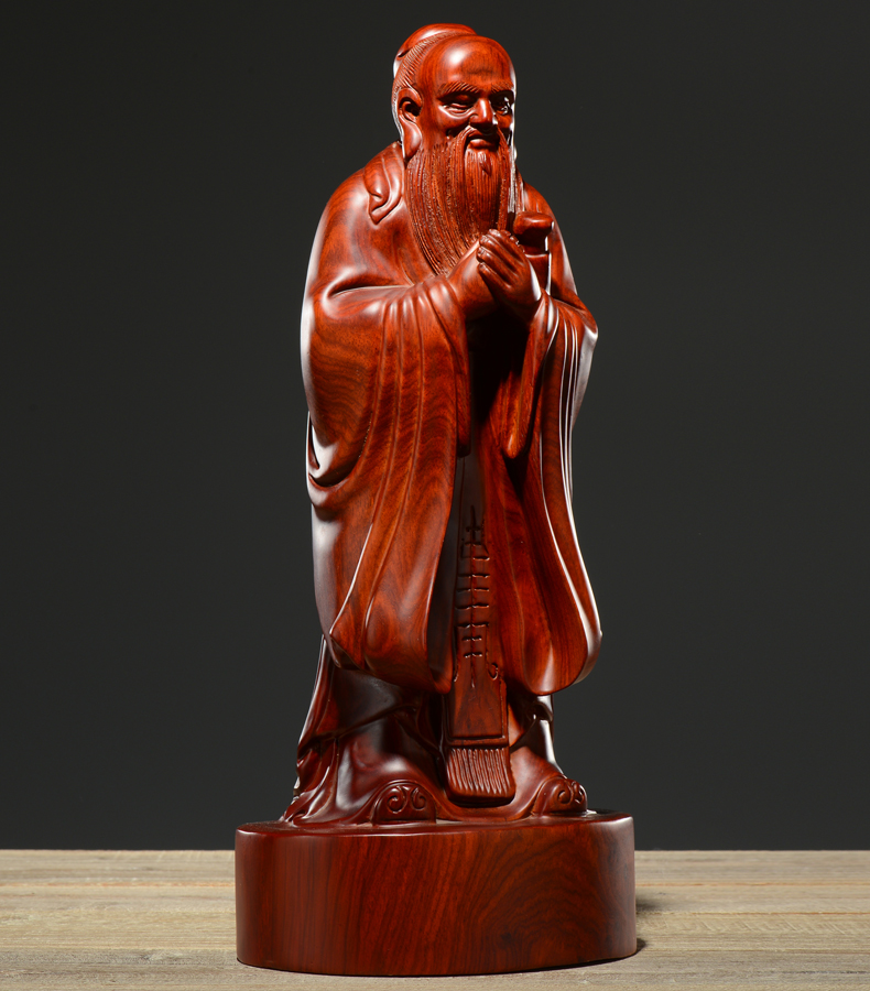 陆展元花梨木雕孔子雕像摆件实木孔夫子像教师节礼物家居装饰毕业送