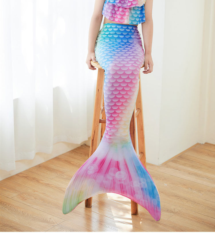 迪士尼disney美人鱼服装儿童人鱼尾巴泳衣女童公主裙游泳衣裤套装温泉