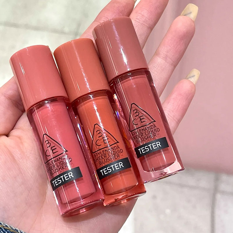 3ce液体腮红水光丝绒蜜桃奶茶色晒红女自然唇颊两用viennarose维也纳