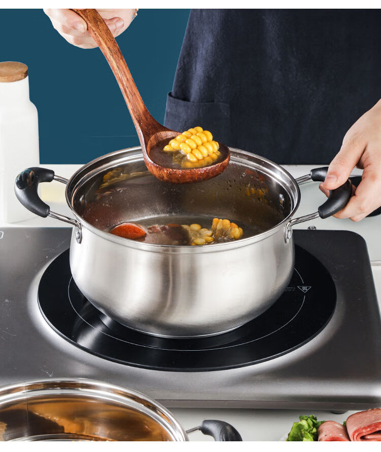 支持小米mi304加厚不锈钢汤锅家用奶锅蒸锅煮粥锅煲汤锅火锅燃气电磁