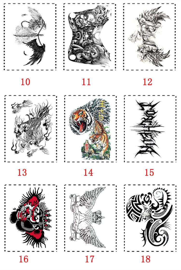 纹身贴满背纹身贴防水六翼天使恶魔翅膀男女背部刺青色满背贴纸刺青