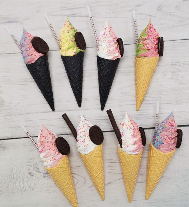 巨无霸冰淇淋模型仿真甜筒食品模具摩天脆装饰摆件冰激凌玩具道具白色