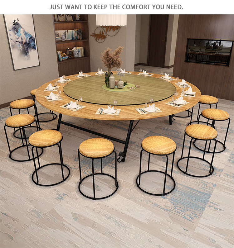 餐桌大圆桌简易家用可收纳折叠餐桌10人12人圆形饭桌酒店玻璃转盘圆桌