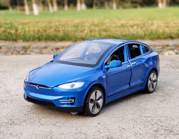 1:32特斯拉models合金轿车模型开门声光回力玩具车摆件仿真金属车