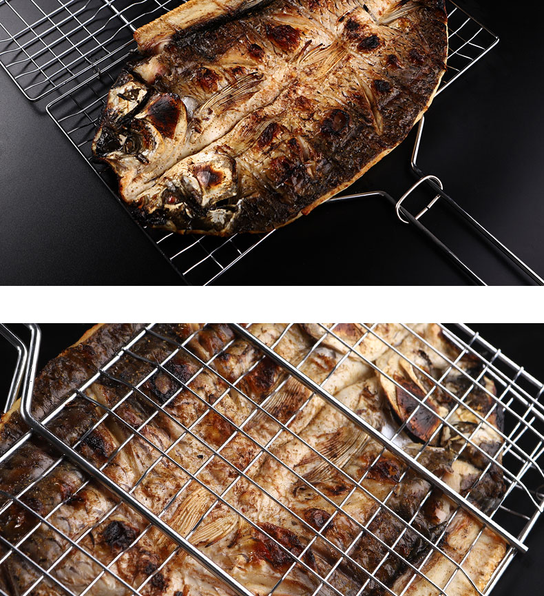 烤鱼夹子不锈钢烤鱼架子烤鱼网夹烧烤网夹板圆形烧烤用具商用大号款式