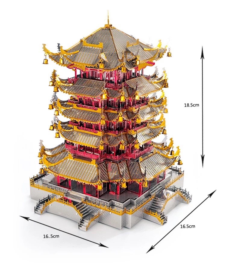 加大尺寸黄鹤楼中国湖北名胜古迹金属拼装建筑模型3d立体拼图 p黄鹤楼