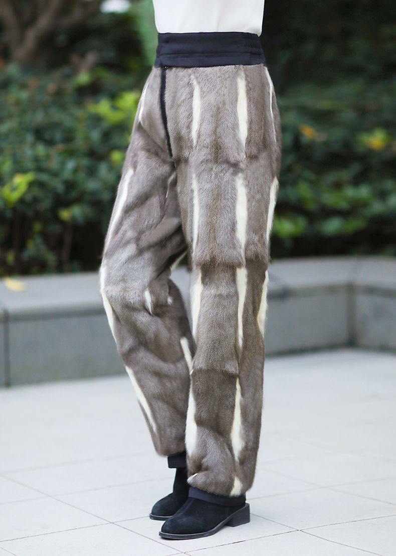 东北骑行中老年松鼠貂皮裤子金狸貂皮毛一体皮裤加厚保暖男冬寒区冷库