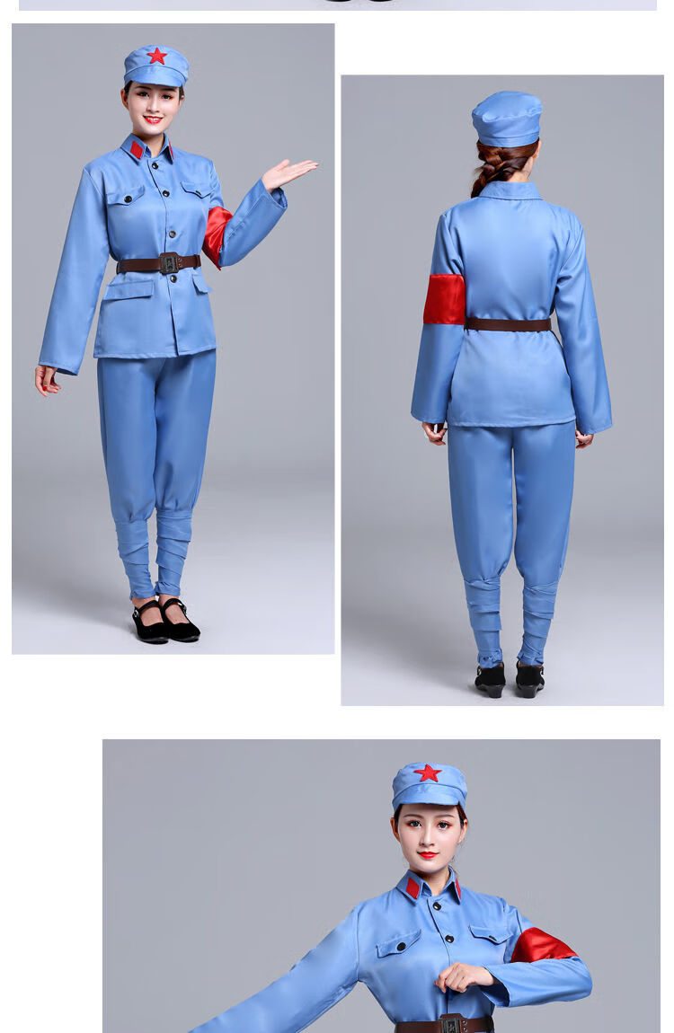 果画八路军演出服红军抗战演出服八路军合唱男女舞台话剧大人新四军