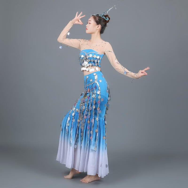傣族舞演出服傣族服装女成人孔雀服艺考服新款蹈水之灵舞蹈孔雀舞女