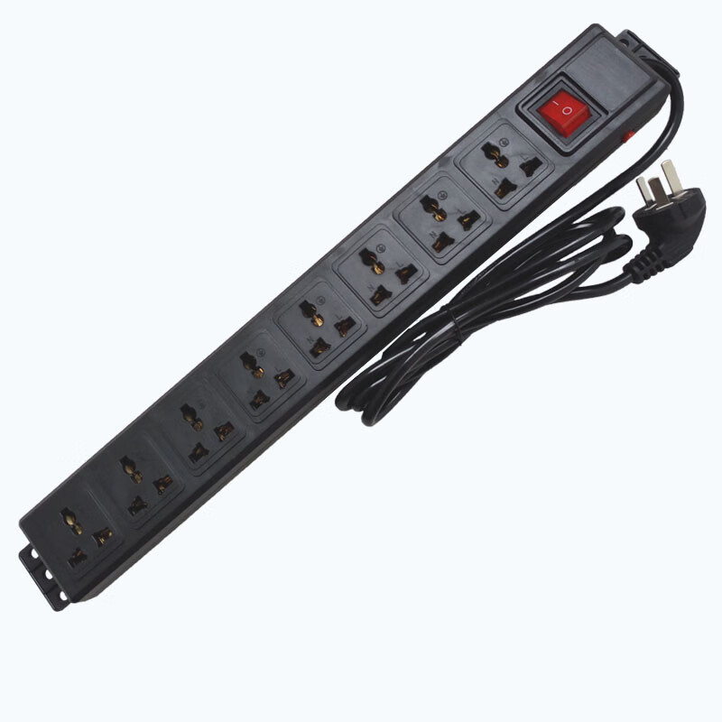 机柜pdu插座8位排插2米纯铜线6位10a开关2500w过载机房电源接线板