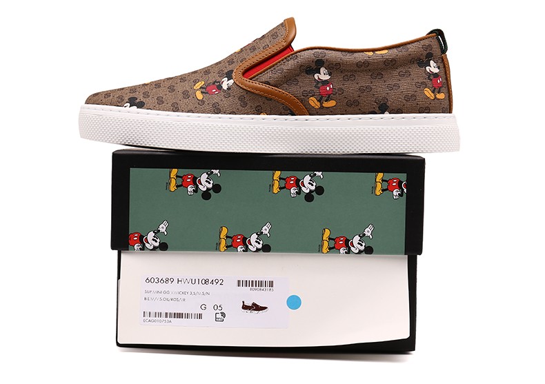 gucci古驰男鞋秋冬男士disneyx米老鼠联名休闲鞋白色6
