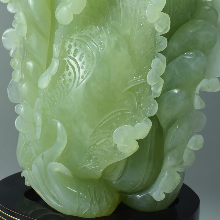 岫玉摆件岫玉精品白菜摆件辽宁岫岩玉石摆件原石摆件白菜雕件11号