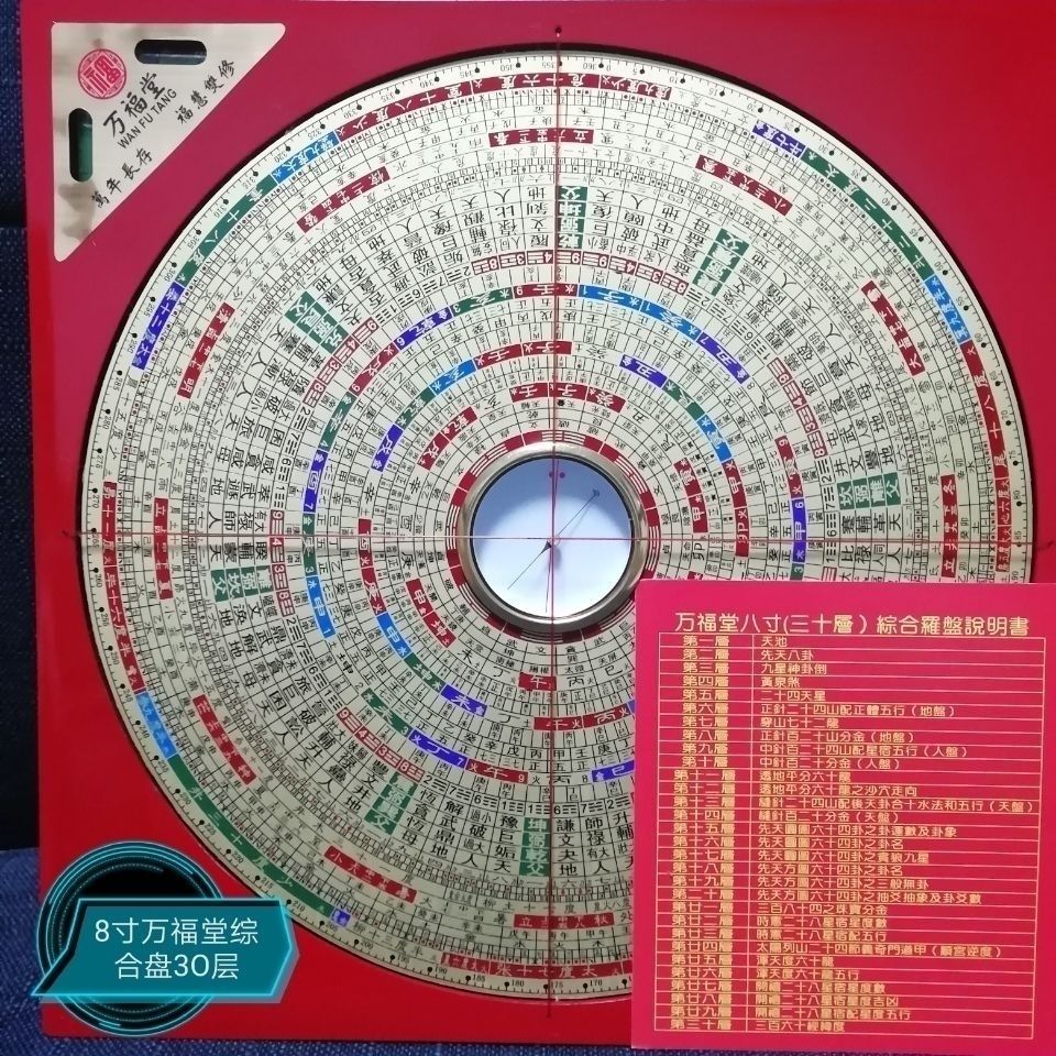 风水盘纯铜罗盘高精度三元三合综合盘罗经仪摆件 5寸19层【图片 价格