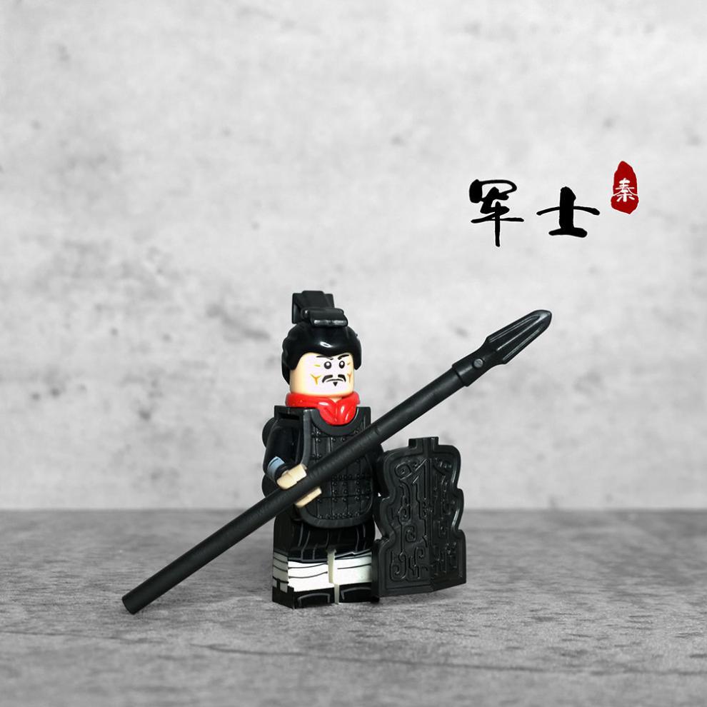中国古代士兵模型可兼容积木 古代秦始皇帝国士兵中国风小人仔拼装