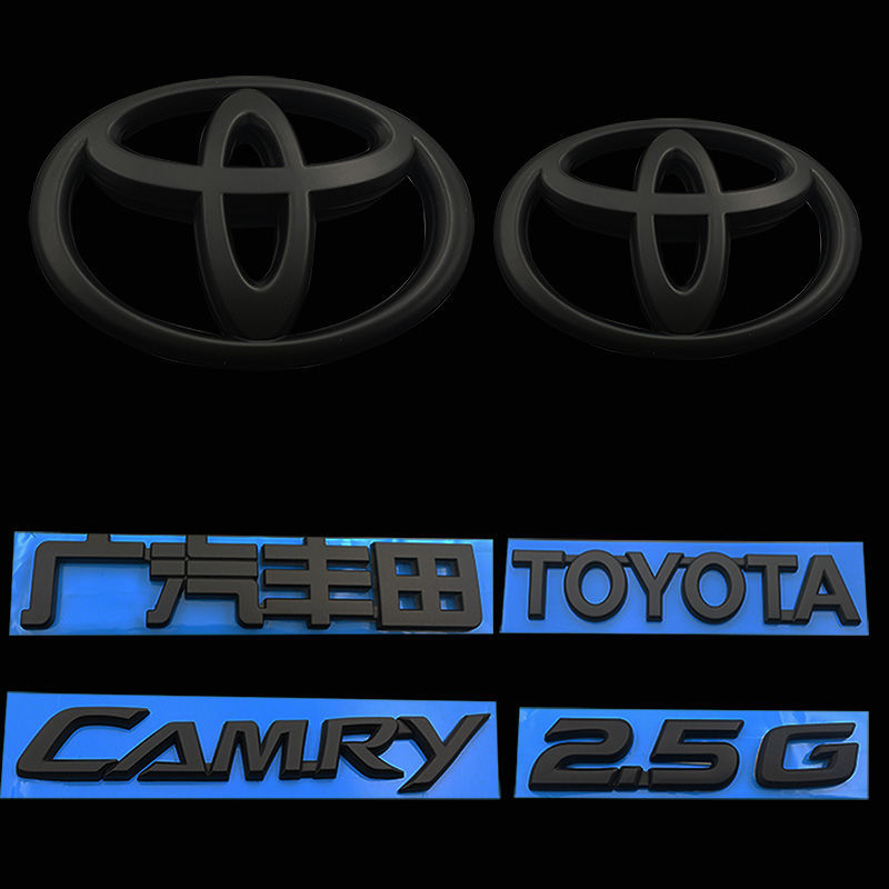 适用于广汽丰田凯美瑞改装黑色车标camry英文排量标toyota后尾箱标志