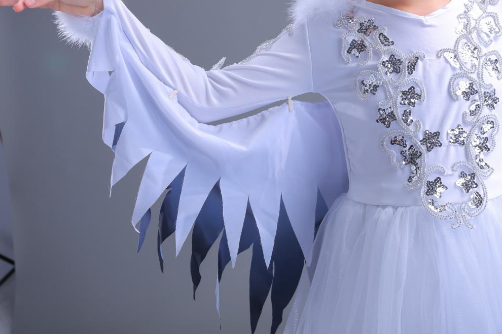 儿童动物表演服孔雀舞蹈服装小鸡小鸟舞蹈演出服女童小白翎舞蹈服逅枫