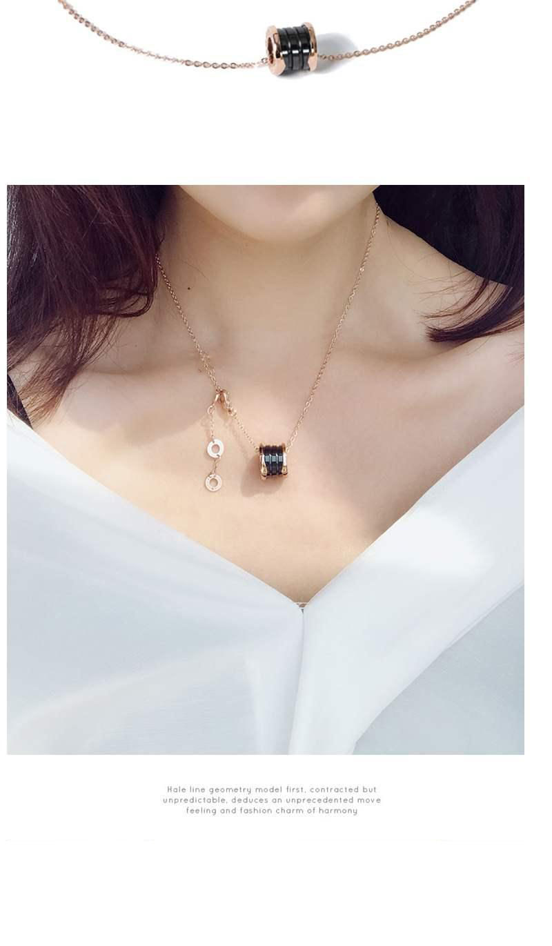 倪曼韩版黑陶瓷项链女小蛮腰红人女锁骨链简约玫瑰金毛衣链玫瑰金黑